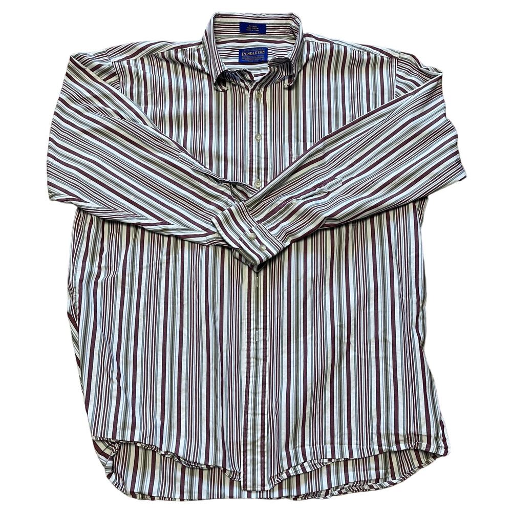 Pendleton Shirt Mens Large Button Up Striped Long Sleeve Cotton